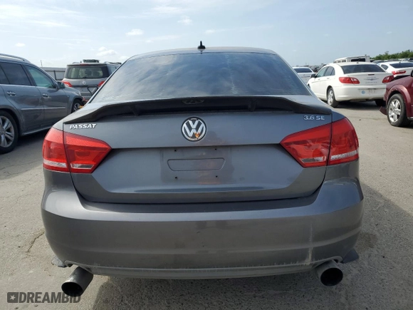 2013 Volkswagen Passat SE w/Sunroof with VIN 1VWBM7A31DC107431, listed as a Copart auction lot 53462205 with 204,220 mi miles and Clean Title. Bid and sale history available at carsss.com. Image 6.