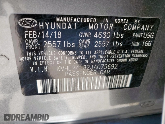 2018 Hyundai Sonata SE with VIN KMHE24L32JA079692, listed as a Copart auction lot 52740095 with 100,320 mi miles and Salvage Title. Bid and sale history available at DreamBid. Image 12.