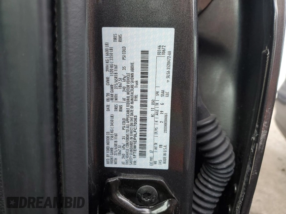 2020 Ford F-150 XL with VIN 1FTEW1EP0LFC70363, listed as a Copart auction lot 72924544 with 32,634 mi miles and Salvage Title. Bid and sale history available at carsss.com. Image 12.