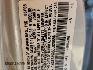 2005 Honda Civic VP z VIN 1HGES16365L020896, wystawiony jako Copart lot #52105605 z przebiegiem 116 809 mil mil oraz Szkoda całkowita • Salvage title. Historia ofert i sprzedaży dostępna na DreamBid. Obrazek 12.