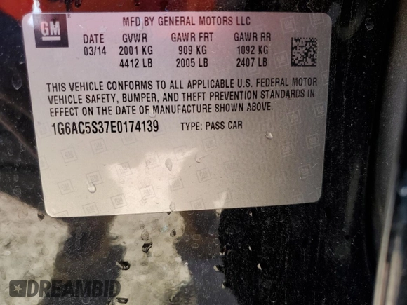 2014 Cadillac ATS Performance with VIN 1G6AC5S37E0174139, listed as a Copart auction lot 50135425 with 49,242 mi miles and Salvage Title. Bid and sale history available at carsss.com. Image 12.