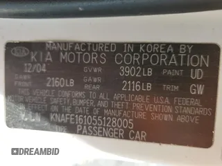 2005 Kia Spectra with VIN KNAFE161055128005, listed as a Copart auction lot 78646104 with Not Provided miles and Clean Title. Bid and sale history available at carsss.com. Image 13.