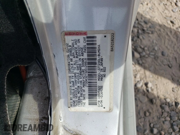 2002 Toyota Celica GT z VIN JTDDR32T320129918, wystawiony jako Copart lot #53359895 z przebiegiem 161 340 mil mil oraz Szkoda całkowita • Salvage title. Historia ofert i sprzedaży dostępna na DreamBid. Obrazek 12.
