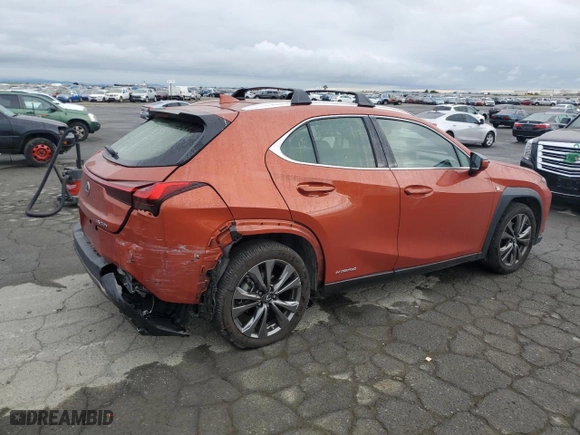 2020 Lexus UX with VIN JTHR9JBH1L2026913, listed as a Copart auction lot 53477275 with 56,518 mi miles and Salvage Title. Bid and sale history available at carsss.com. Image 3.