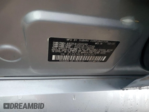 2020 Subaru WRX Limited with VIN JF1VA1P61L8816357, listed as a Copart auction lot 76885144 with Not provided miles and Non repairable. Bid and sale history available at DreamBid. Image 13.