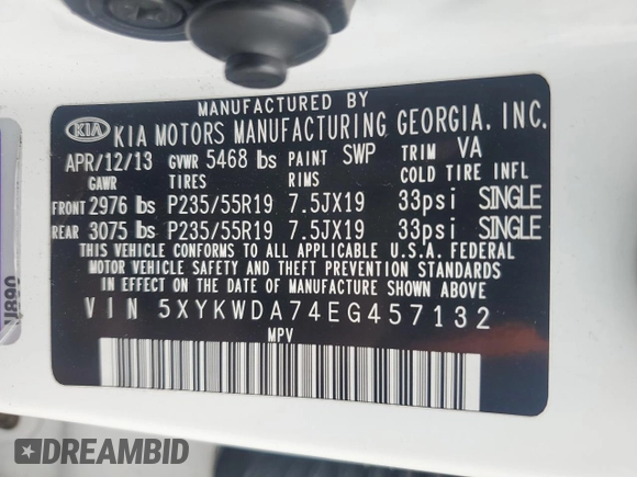 2014 Kia Sorento SX with VIN 5XYKWDA74EG457132, listed as a Copart auction lot 51827745 with 157,480 mi miles and Clean Title. Bid and sale history available at carsss.com. Image 14.