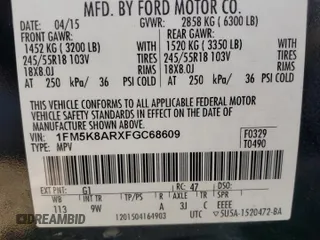 2015 Ford Utility Police Interceptor with VIN 1FM5K8ARXFGC68609, listed as a Copart auction lot 70472644 with 128,891 mi miles and Salvage Title. Bid and sale history available at carsss.com. Image 13.