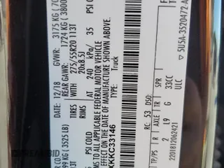 2019 Ford F-150 XL with VIN 1FTEW1E5XKKC33146, listed as a Copart auction lot 58918355 with 113,016 mi miles and Salvage title. Bid and sale history available at DreamBid. Image 13.