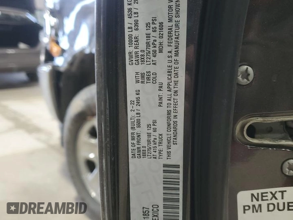 2022 Ram 2500 Big Horn with VIN 3C6UR5JJ0NG231857, listed as a Copart auction lot 46234295 with 67,138 mi miles and Salvage Title. Bid and sale history available at carsss.com. Image 12.