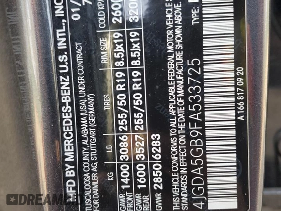 2015 Mercedes-Benz M 400 with VIN 4JGDA5GB9FA533725, listed as a Copart auction lot 53634095 with 216,712 mi miles and Clean Title. Bid and sale history available at DreamBid. Image 13.