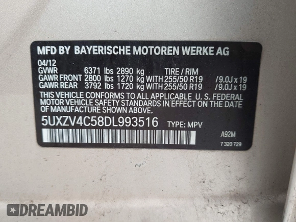 2013 BMW X5 xDrive35i z VIN 5UXZV4C58DL993516, wystawiony jako IAAI lot #42192619 z przebiegiem 153 840 mil mil oraz . Historia ofert i sprzedaży dostępna na DreamBid. Obrazek 9.
