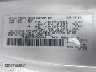 1993 Toyota Pickup DLX с VIN JT4RN93P9P5086184, выставлен на аукционе IAAI как лот 41434389 с пробегом 207 014 миль миль и . История ставок и продаж доступна на DreamBid. Изображение 9.