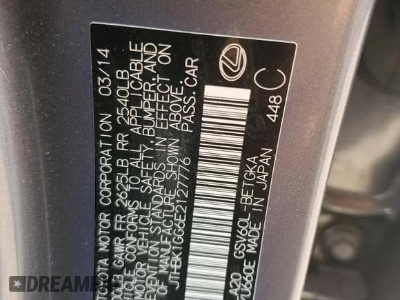 2014 Lexus ES 330 z VIN JTHBK1GG6E2127776, wystawiony jako Copart lot #51386185 z przebiegiem 111 014 mil mil oraz Szkoda całkowita • Salvage title. Historia ofert i sprzedaży dostępna na DreamBid. Obrazek 12.