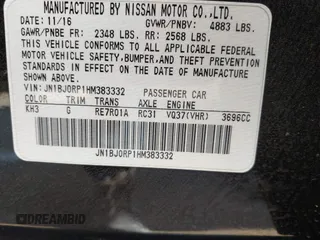 2017 Infiniti QX50 with VIN JN1BJ0RP1HM383332, listed as a IAAI auction lot 41837779 with 83,545 mi miles. Bid and sale history available at carsss.com. Image 9.