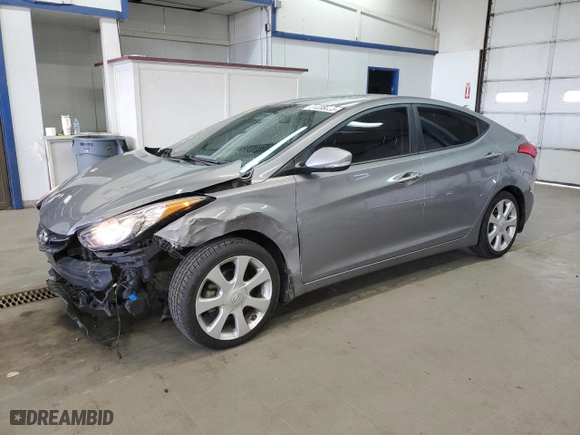 2013 Hyundai Elantra GLS PZEV with VIN KMHDH4AE2DU992373, listed as a Copart auction lot 51238635 with 117,561 mi miles and Salvage Title. Bid and sale history available at carsss.com. Image 1.