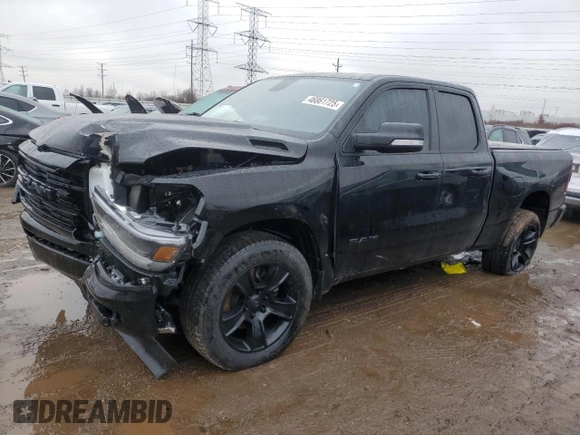 2021 Ram 1500 Big Horn with VIN 1C6SRFBT7MN729234, listed as a Copart auction lot 46861725 with 44,789 mi miles and Salvage Title. Bid and sale history available at carsss.com. Image 1.