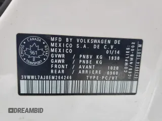 2014 Volkswagen Jetta with VIN 3VWWL7AJ8EM264246, listed as a Copart auction lot 84331484 with 130,691 mi miles and Salvage title. Bid and sale history available at DreamBid. Image 12.