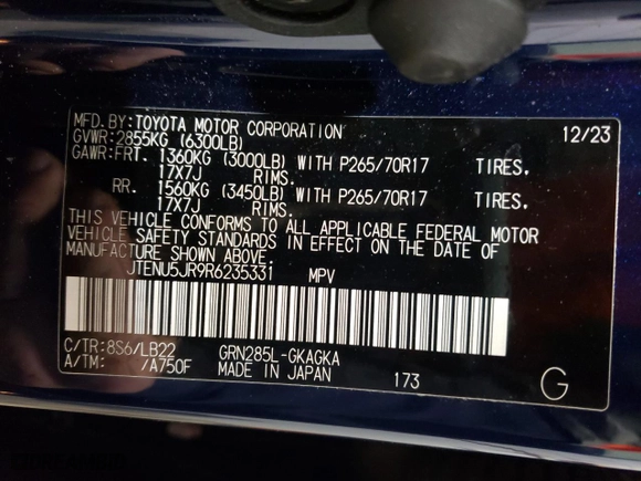 2024 Toyota 4Runner SR5 Premium with VIN JTENU5JR9R6235331, listed as a Copart auction lot 48175465 with 13,544 mi miles and Salvage Title. Bid and sale history available at carsss.com. Image 16.