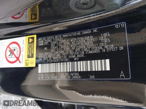 2014 Lexus RX 350 z VIN 2T2ZK1BAXEC141387, wystawiony jako IAAI lot #42425766 z przebiegiem 195 748 mil mil oraz . Historia ofert i sprzedaży dostępna na DreamBid. Obrazek 9.
