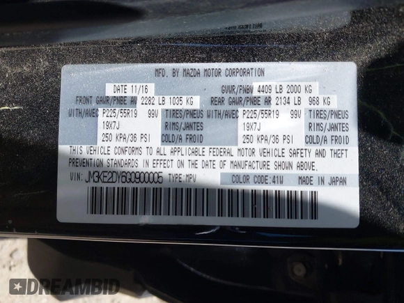 2016 Mazda CX-5 Grand Touring z VIN JM3KE2DY6G0900005, wystawiony jako IAAI lot #42311162 z przebiegiem 80 758 mil mil oraz . Historia ofert i sprzedaży dostępna na DreamBid. Obrazek 9.