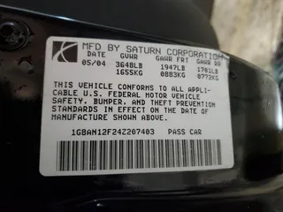 2004 Saturn ION ION 2 with VIN 1G8AN12F24Z207403, listed as a Copart auction lot 50389555 with 28,297 mi miles and Salvage Title. Bid and sale history available at carsss.com. Image 12.