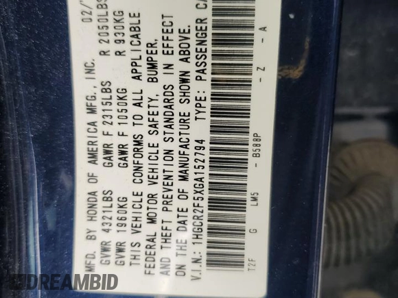 2016 Honda Accord Sport z VIN 1HGCR2F5XGA152794, wystawiony jako Copart lot #57497145 z przebiegiem 88 689 mil mil oraz Szkoda całkowita • Salvage title. Historia ofert i sprzedaży dostępna na DreamBid. Obrazek 12.