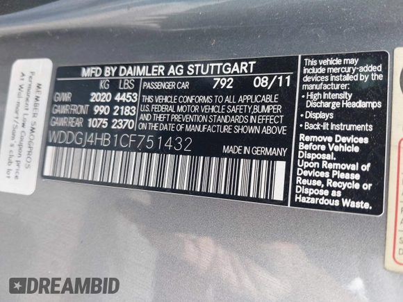2012 Mercedes-Benz C 250 с VIN WDDGJ4HB1CF751432, выставлен на аукционе IAAI как лот 42202778 с пробегом 102 327 миль миль и . История ставок и продаж доступна на DreamBid. Изображение 9.