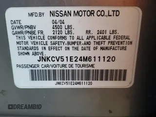 2004 Infiniti G35 Sedan w/Leather with VIN JNKCV51E24M611120, listed as a Copart auction lot 87978525 with 238,053 mi miles and Salvage Title. Bid and sale history available at carsss.com. Image 13.
