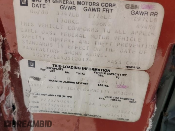 1988 Chevrolet Corvette z VIN 1G1YY2185J5120174, wystawiony jako Copart lot #44314235 z przebiegiem 85 341 mil mil oraz Nie do naprawy • Non repairable. Historia ofert i sprzedaży dostępna na DreamBid. Obrazek 12.