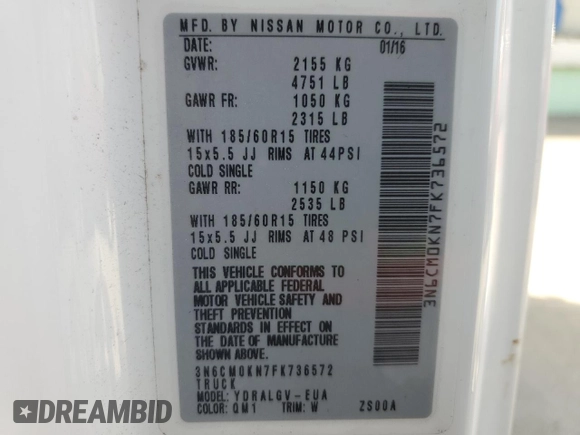 2015 Nissan NV200 SV z VIN 3N6CM0KN7FK736572, wystawiony jako Copart lot #54480405 z przebiegiem 130 681 mil mil oraz Szkoda całkowita • Salvage title. Historia ofert i sprzedaży dostępna na DreamBid. Obrazek 14.