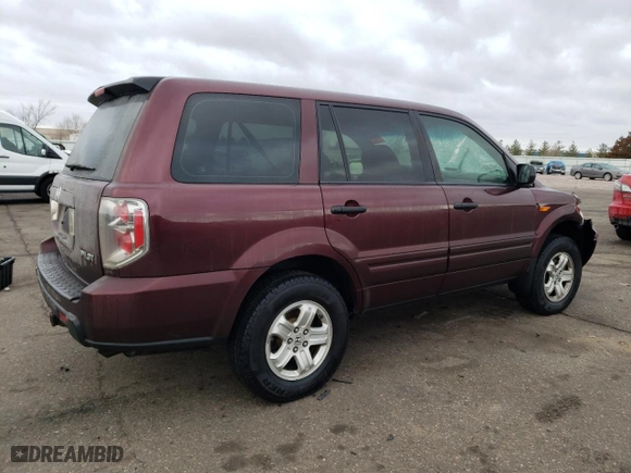 2007 Honda Pilot LX with VIN 5FNYF18137B007055, listed as a Copart auction lot 42397595 with 0 mi miles and Salvage Title. Bid and sale history available at carsss.com. Image 3.
