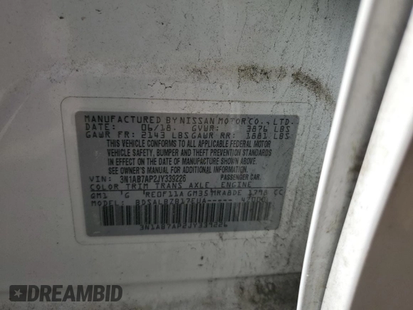 2018 Nissan Sentra SR with VIN 3N1AB7AP2JY339226, listed as a Copart auction lot 53338005 with 143,341 mi miles and Clean Title. Bid and sale history available at DreamBid. Image 12.
