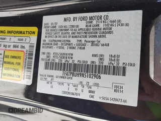 2022 Ford Mustang EcoBoost with VIN 1FATP8UH9N5102906, listed as a IAAI auction lot 41529835 with 54,799 mi miles. Bid and sale history available at carsss.com. Image 9.