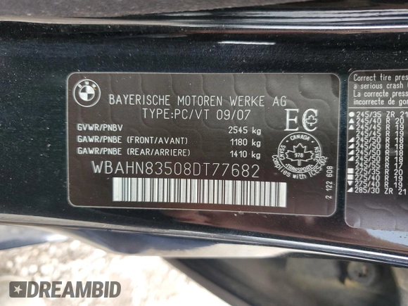 2008 BMW 7 Series 750Li with VIN WBAHN83508DT77682, listed as a Copart auction lot 72649744 with 176,832 mi miles and Clean Title. Bid and sale history available at DreamBid. Image 12.