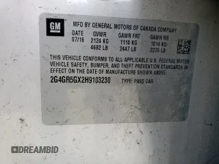 2017 Buick Regal Premium II with VIN 2G4GR5GX2H9103230, listed as a Copart auction lot 58803025 with 104,643 mi miles and Salvage title. Bid and sale history available at DreamBid. Image 13.