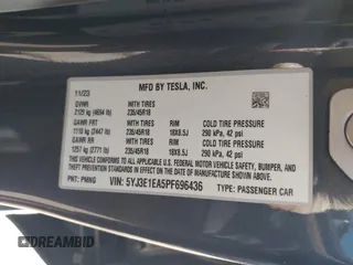 2023 Tesla Model 3 с VIN 5YJ3E1EA5PF696436, выставлен на аукционе IAAI как лот 42099142 с пробегом 17 054 миль миль и . История ставок и продаж доступна на DreamBid. Изображение 9.