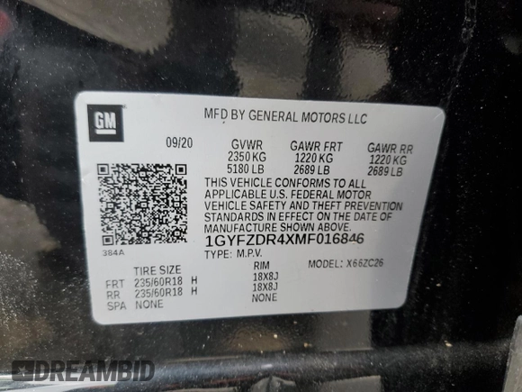 2021 Cadillac XT4 AWD Premium Luxury with VIN 1GYFZDR4XMF016846, listed as a Copart auction lot 82963704 with 44,063 mi miles and Salvage Title. Bid and sale history available at carsss.com. Image 14.