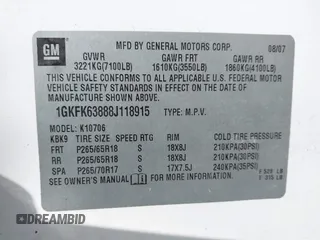 2008 GMC Yukon Denali с VIN 1GKFK63888J118915, выставлен на аукционе IAAI как лот 42262018 с пробегом 218 082 миль миль и . История ставок и продаж доступна на DreamBid. Изображение 9.