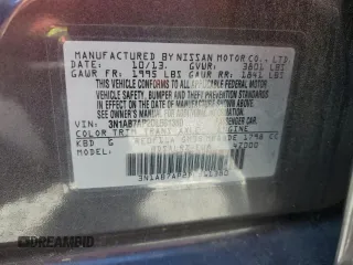 2013 Nissan Sentra SR z VIN 3N1AB7AP2DL561380, wystawiony jako Copart lot #58095735 z przebiegiem 102 168 mil mil oraz Szkoda całkowita • Salvage title. Historia ofert i sprzedaży dostępna na DreamBid. Obrazek 12.