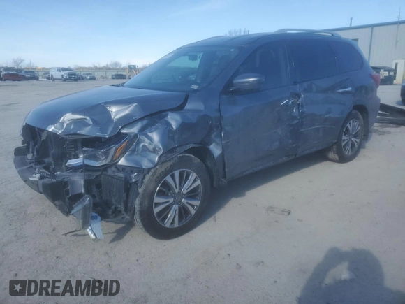 2019 Nissan Pathfinder S with VIN 5N1DR2MNXKC630582, listed as a Copart auction lot 42375485 with 76,776 mi miles and Salvage Title. Bid and sale history available at DreamBid. Image 1.