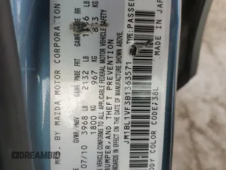 2011 Mazda 3 i Touring z VIN JM1BL1VF3B1363571, wystawiony jako Copart lot #58302245 z przebiegiem 137 830 mil mil oraz Szkoda całkowita • Salvage title. Historia ofert i sprzedaży dostępna na DreamBid. Obrazek 12.