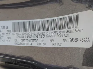 2019 Dodge Durango R/T z VIN 1C4SDJCT4KC550943, wystawiony jako IAAI lot #42040964 z przebiegiem 51 340 mil mil oraz . Historia ofert i sprzedaży dostępna na DreamBid. Obrazek 9.