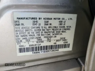 2002 Nissan Altima SL with VIN 1N4AL11D32C126248, listed as a Copart auction lot 87955055 with 149,577 mi miles and Salvage Title. Bid and sale history available at carsss.com. Image 13.