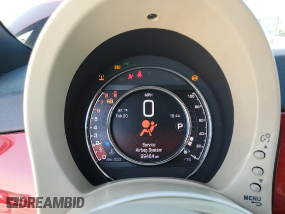 2016 FIAT 500 Sport with VIN 3C3CFFBR1GT144832, listed as a Copart auction lot 46041825 with 99,464 mi miles and Non repairable. Bid and sale history available at DreamBid. Image 9.