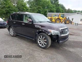 2012 Infiniti QX56 7-passenger with VIN JN8AZ2NE0C9015810, listed as a IAAI auction lot 42456946 with 159,933 mi miles and . Bid and sale history available at DreamBid. Image 1.
