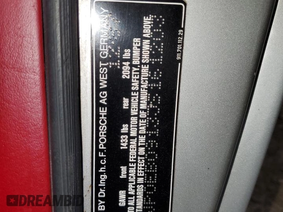 1988 Porsche 911 z VIN WP0EB0913JS161203, wystawiony jako Copart lot #71547754 z przebiegiem 109 128 mil mil oraz Szkoda całkowita • Salvage title. Historia ofert i sprzedaży dostępna na DreamBid. Obrazek 12.