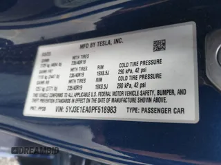 2023 Tesla Model 3 with VIN 5YJ3E1EA0PF518983, listed as a IAAI auction lot 41749225 with 26,748 mi miles and . Bid and sale history available at DreamBid. Image 9.