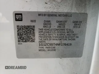 2022 Chevrolet Malibu LS with VIN 1G1ZC5ST4NF176419, listed as a Copart auction lot 45702185 with 74,782 mi miles and Salvage Title. Bid and sale history available at DreamBid. Image 12.