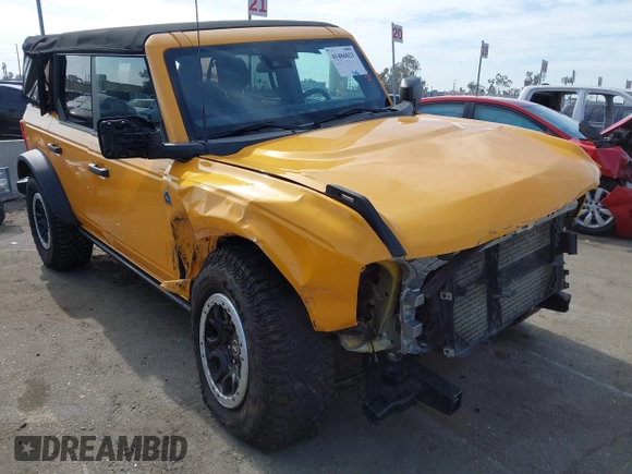2022 Ford Bronco with VIN 1FMEE5DH6NLB14350, listed as a IAAI auction lot 41486823 with 27,587 mi miles and . Bid and sale history available at DreamBid. Image 1.