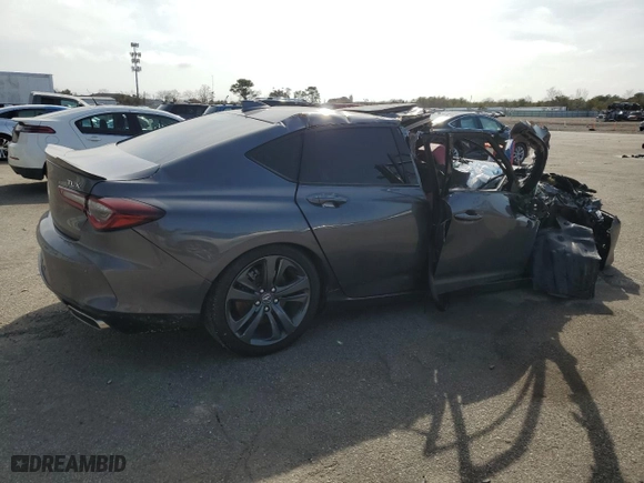 2021 Acura TLX w/A-Spec Package with VIN 19UUB5F56MA008049, listed as a Copart auction lot 48221435 with 0 mi miles and Salvage Title. Bid and sale history available at carsss.com. Image 3.